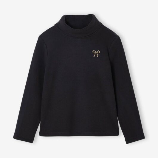 Fleece Knit Polo-Neck Jumper for Girls anthracite