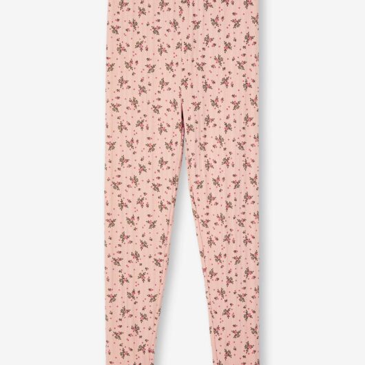 Floral Print Leggings in Fancy Openwork, for Girls rosy