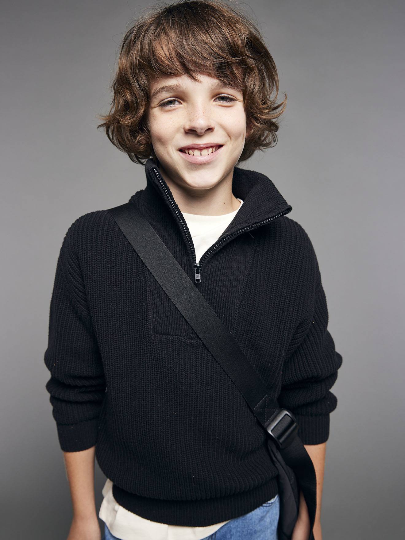 Funnel-Neck Jumper for Boys, JONEN anthracite