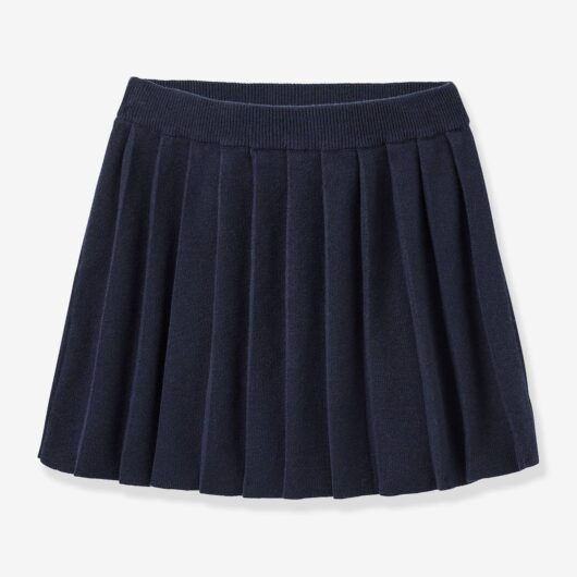 Girl's knitted pleated skirt CYRILLUS navy blue