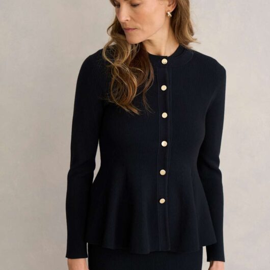 HOBBS Textured Knitted Jacket Black