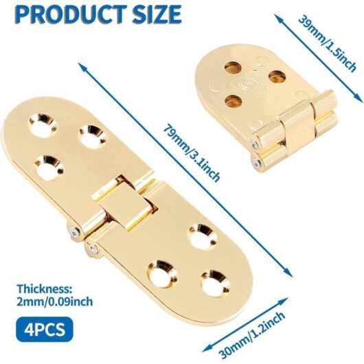 Heavy-duty folding table hinges, zinc alloy drop-down top hinge for sewing machine, hinge (3.1x1.2 inches) 4 pieces
