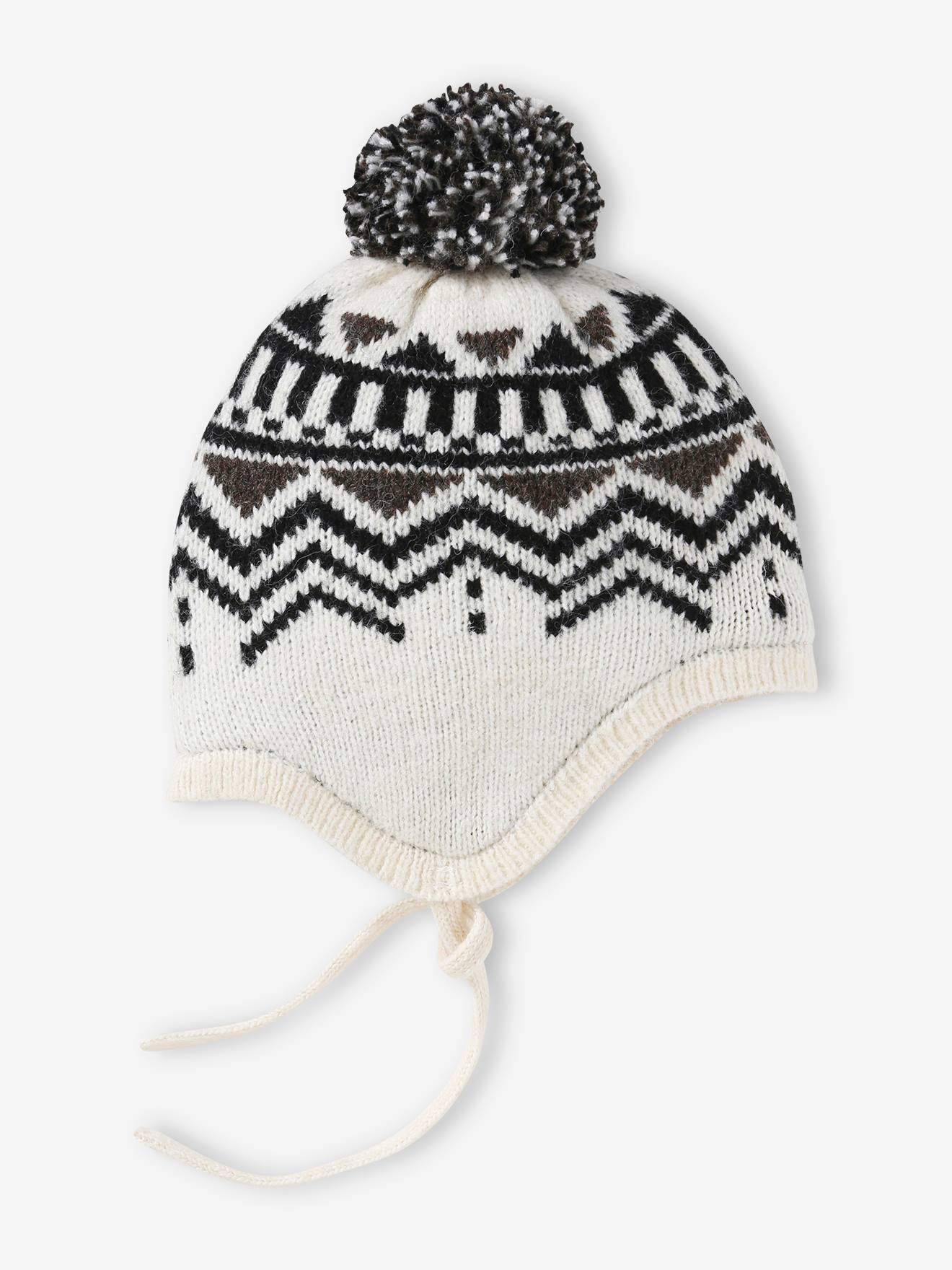 Jacquard Knit Beanie for Boys beige