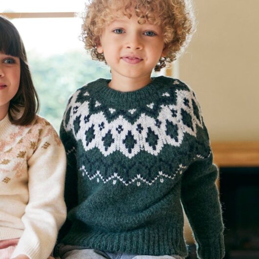 Jacquard Knit Jumper, Round Neckline, for Boys green