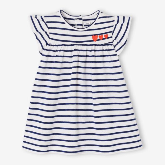 Jersey Knit Dress for Babies blue dark striped