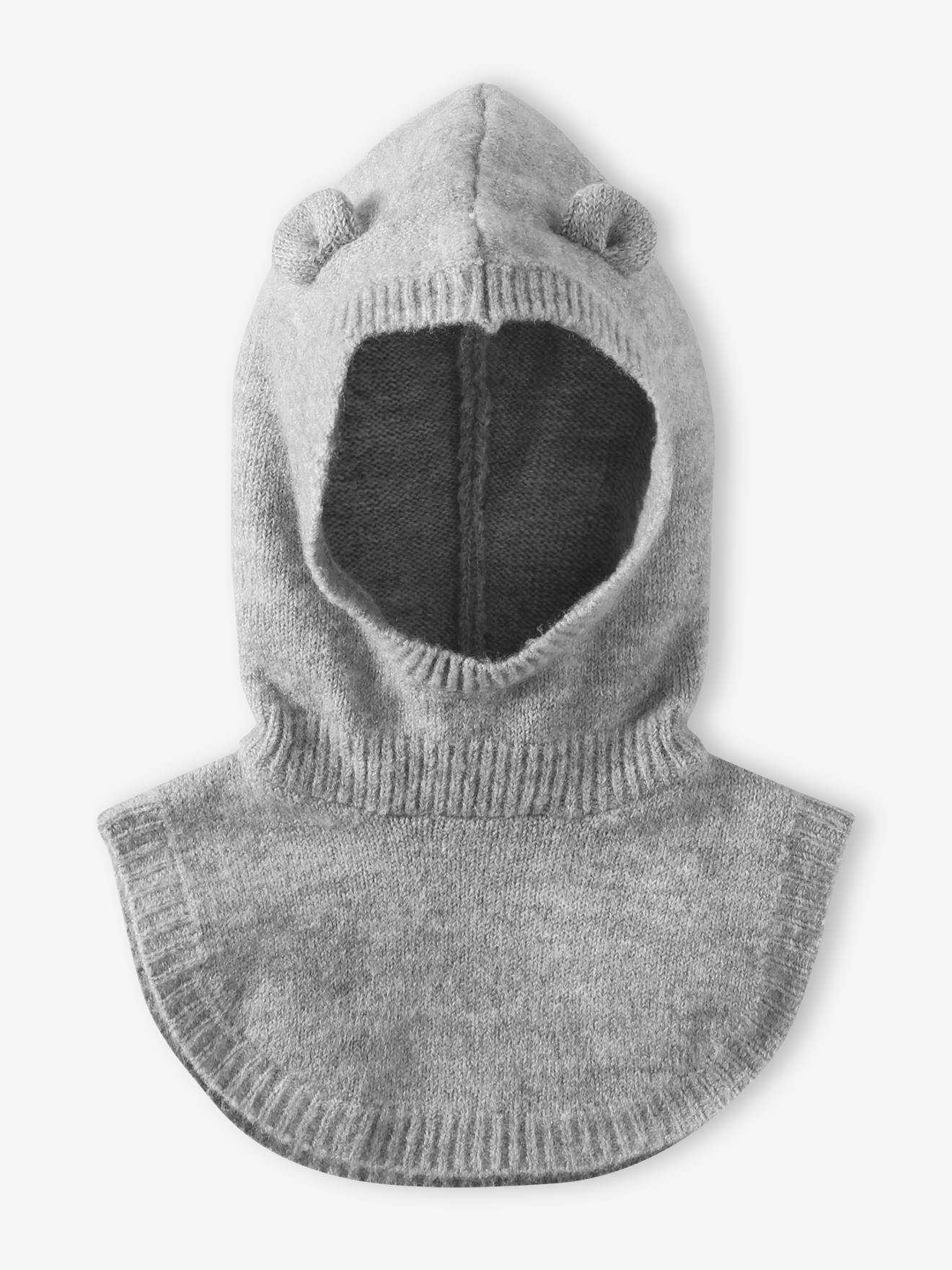 Jersey Knit Hood with Bib for Baby Girls marl grey