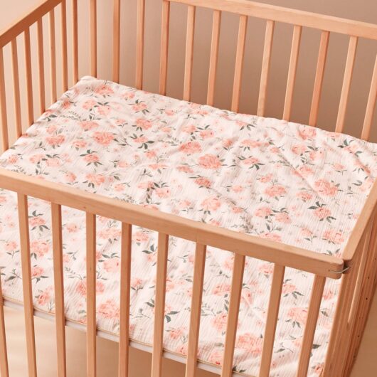 Jersey Knit/Cotton Gauze Throw for Baby, EAU DE ROSE Theme light pink