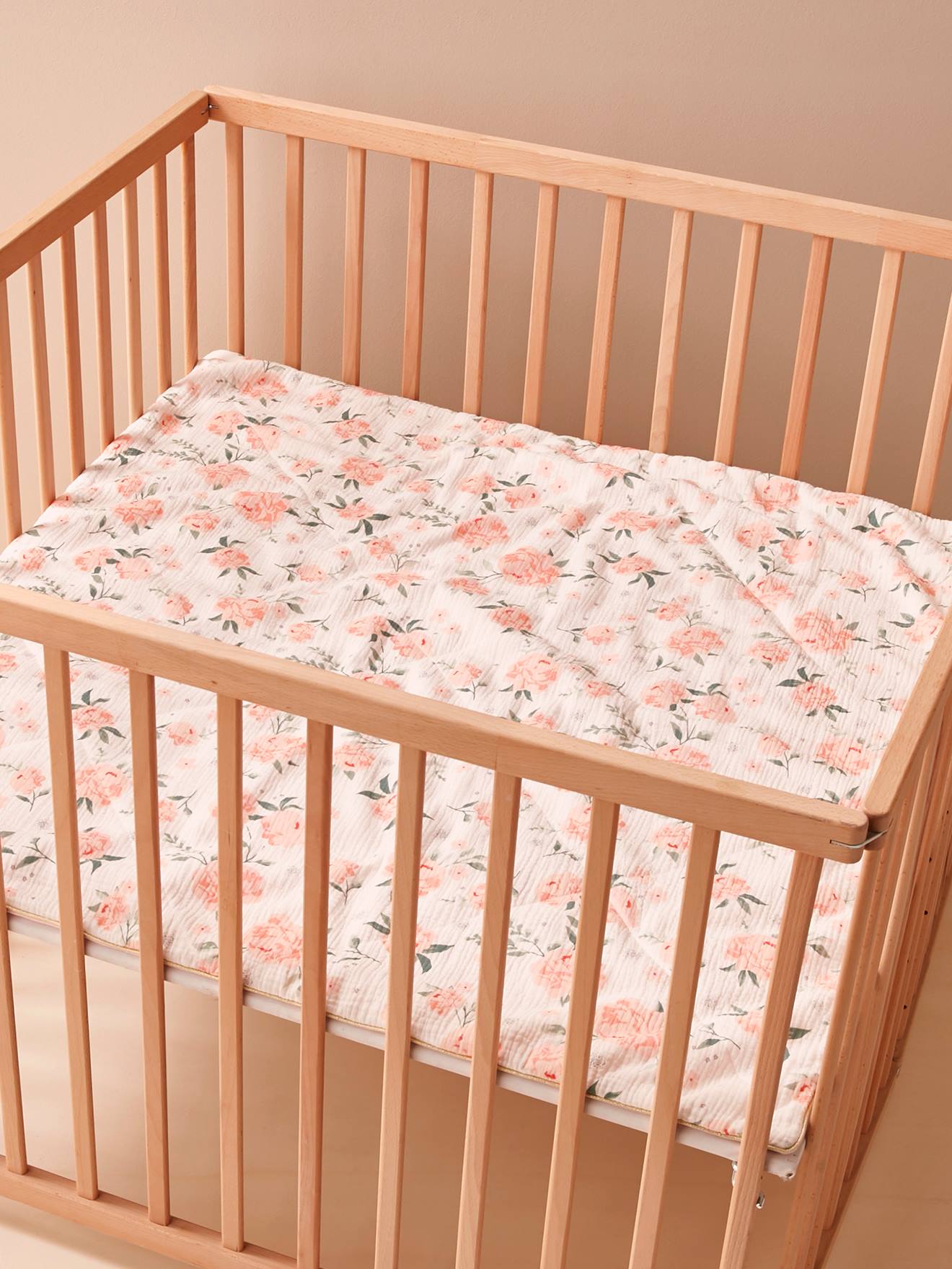 Jersey Knit/Cotton Gauze Throw for Baby, EAU DE ROSE Theme light pink