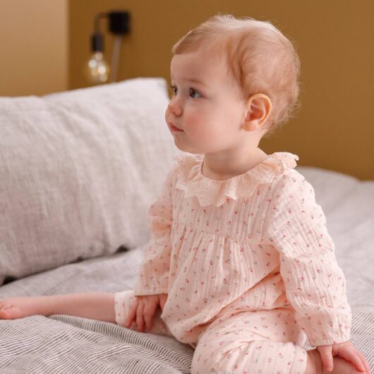 Jumpsuit for Baby, in Cotton Gauze pale pink