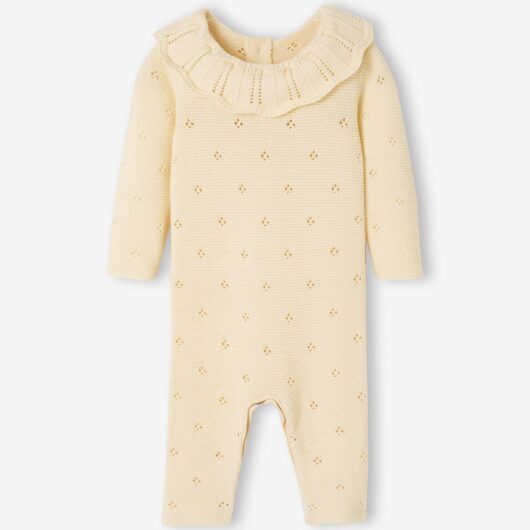 Jumpsuit in Fancy Knit for Newborns ecru