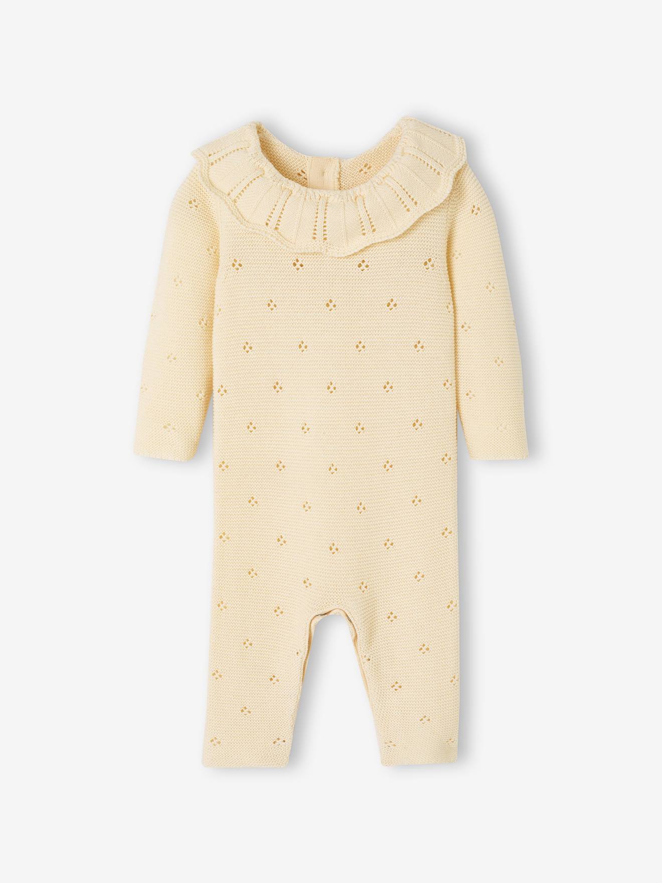 Jumpsuit in Fancy Knit for Newborns ecru
