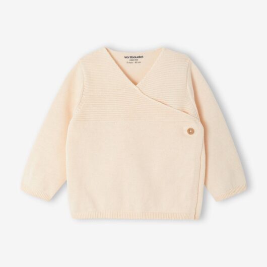 Knitted Cardigan in Organic Cotton for Newborn Babies pale pink