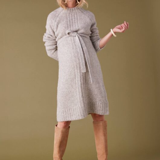 Knitted Dress for Maternity by Envie de Fraise pearly grey