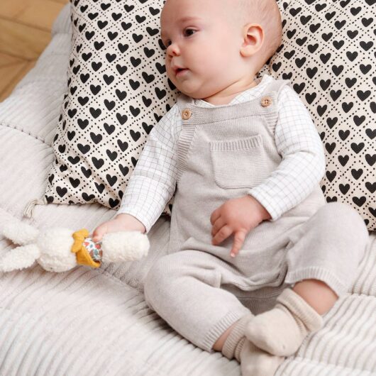 Knitted Dungarees for Babies marl beige
