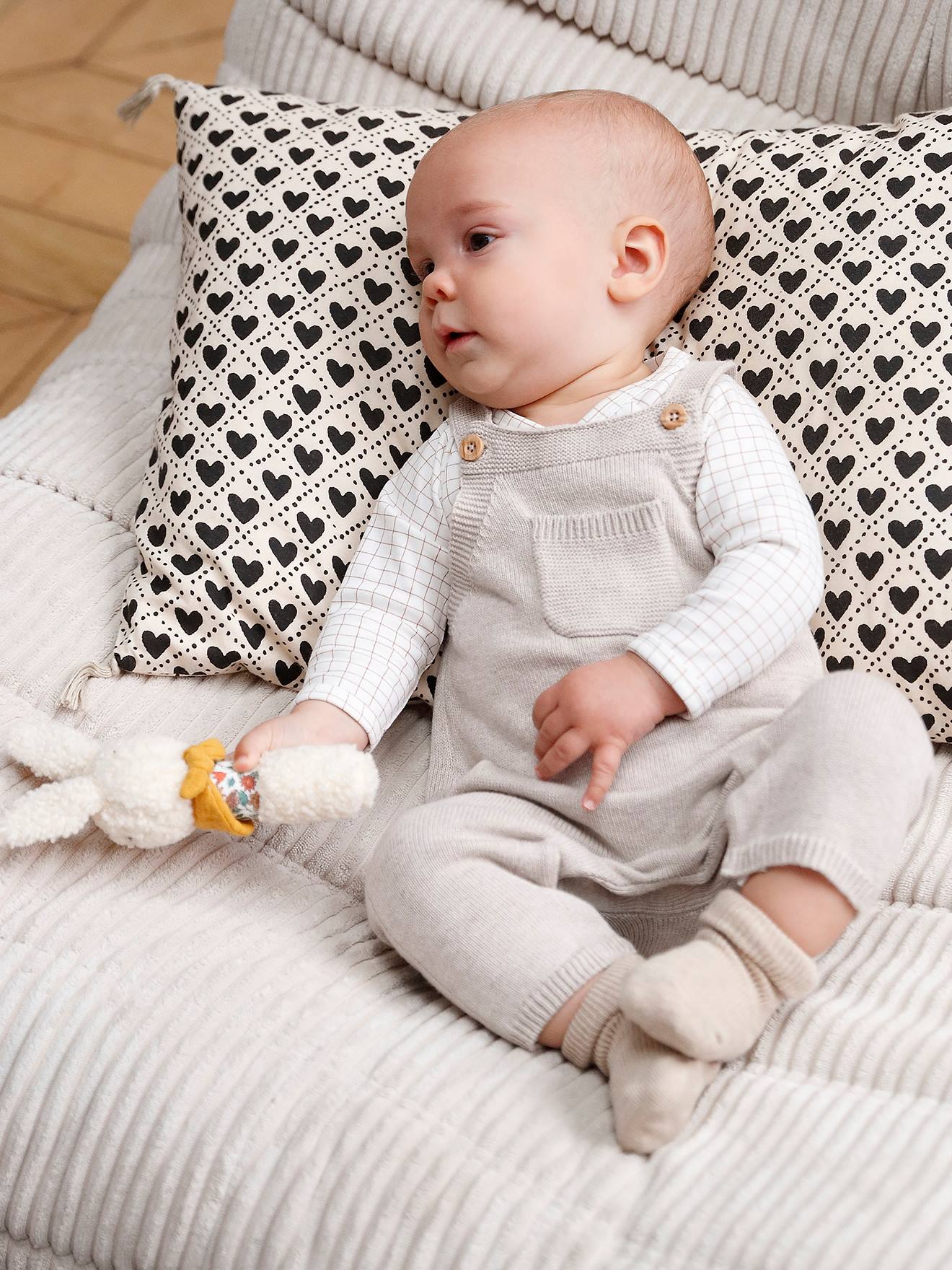 Knitted Dungarees for Babies marl beige