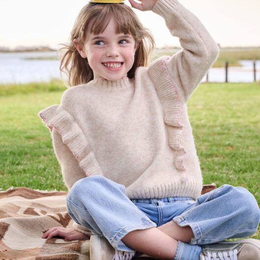 Knitted Jumper for Girls ecru