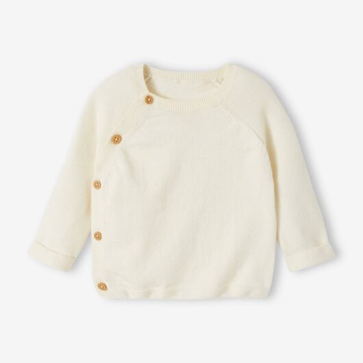 Knitted Jumper with Front Opening for Babies ecru