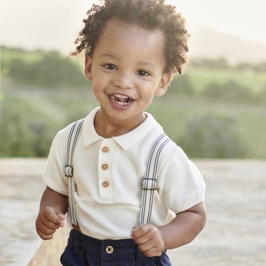 Knitted Polo Shirt for Babies ecru