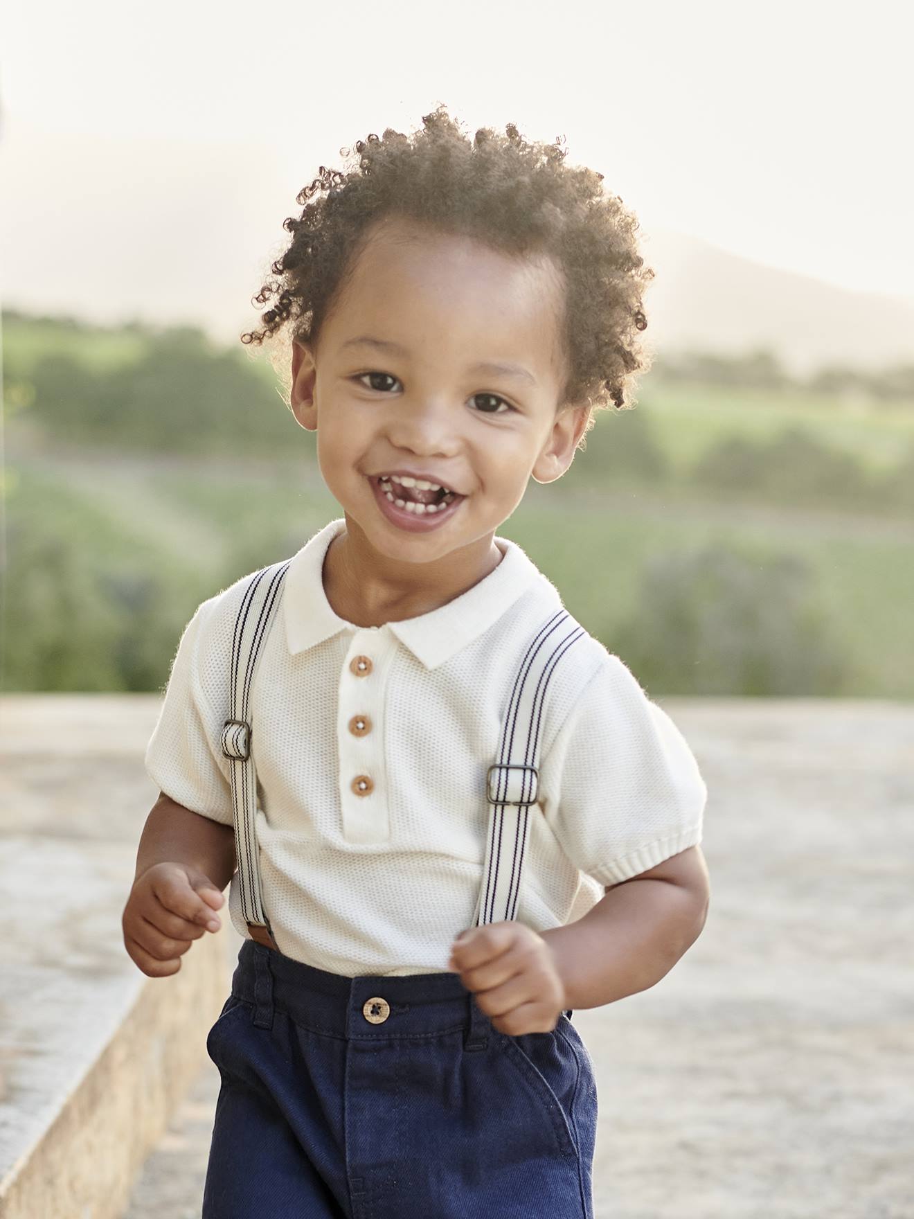 Knitted Polo Shirt for Babies ecru