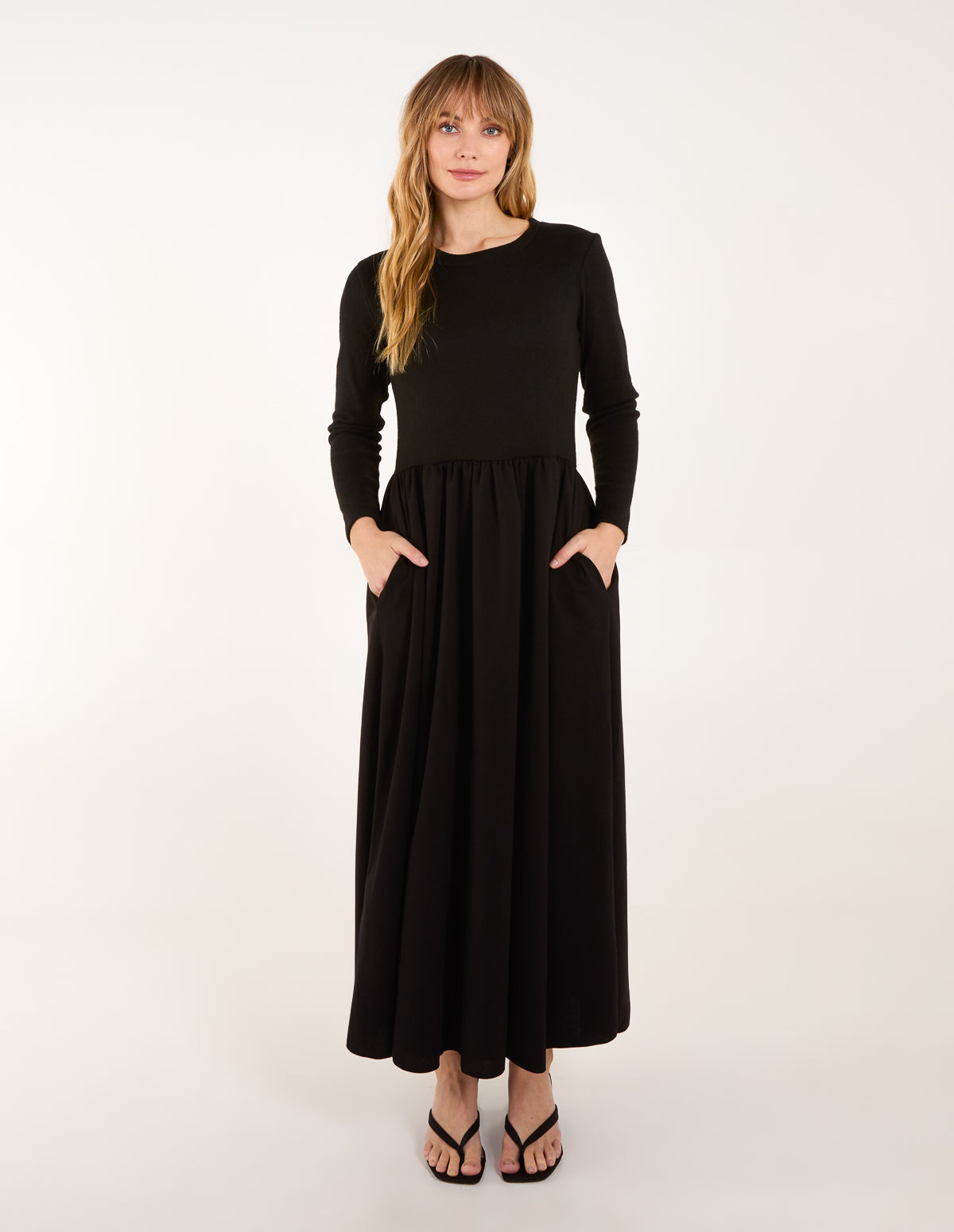 Knitted Scuba Crepe 2in1 Dress - ONE / BLACK