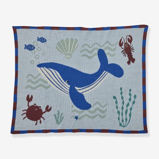 Knitted blanket for baby BLUE OCEAN RICE sky blue