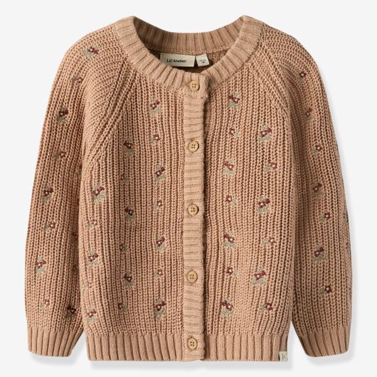 Lil' Atelier MINI knitted cotton girl's cardigan cinnamon