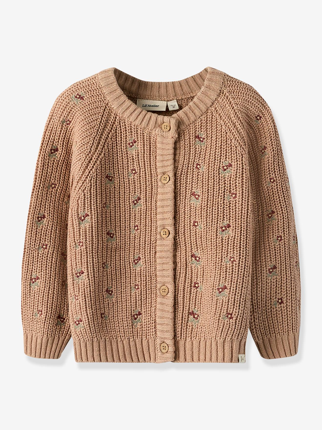 Lil' Atelier MINI knitted cotton girl's cardigan cinnamon