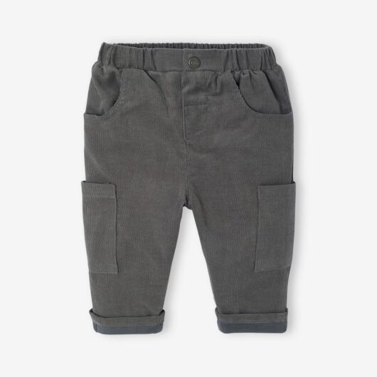 Lined Corduroy Combat Trousers for Babies anthracite