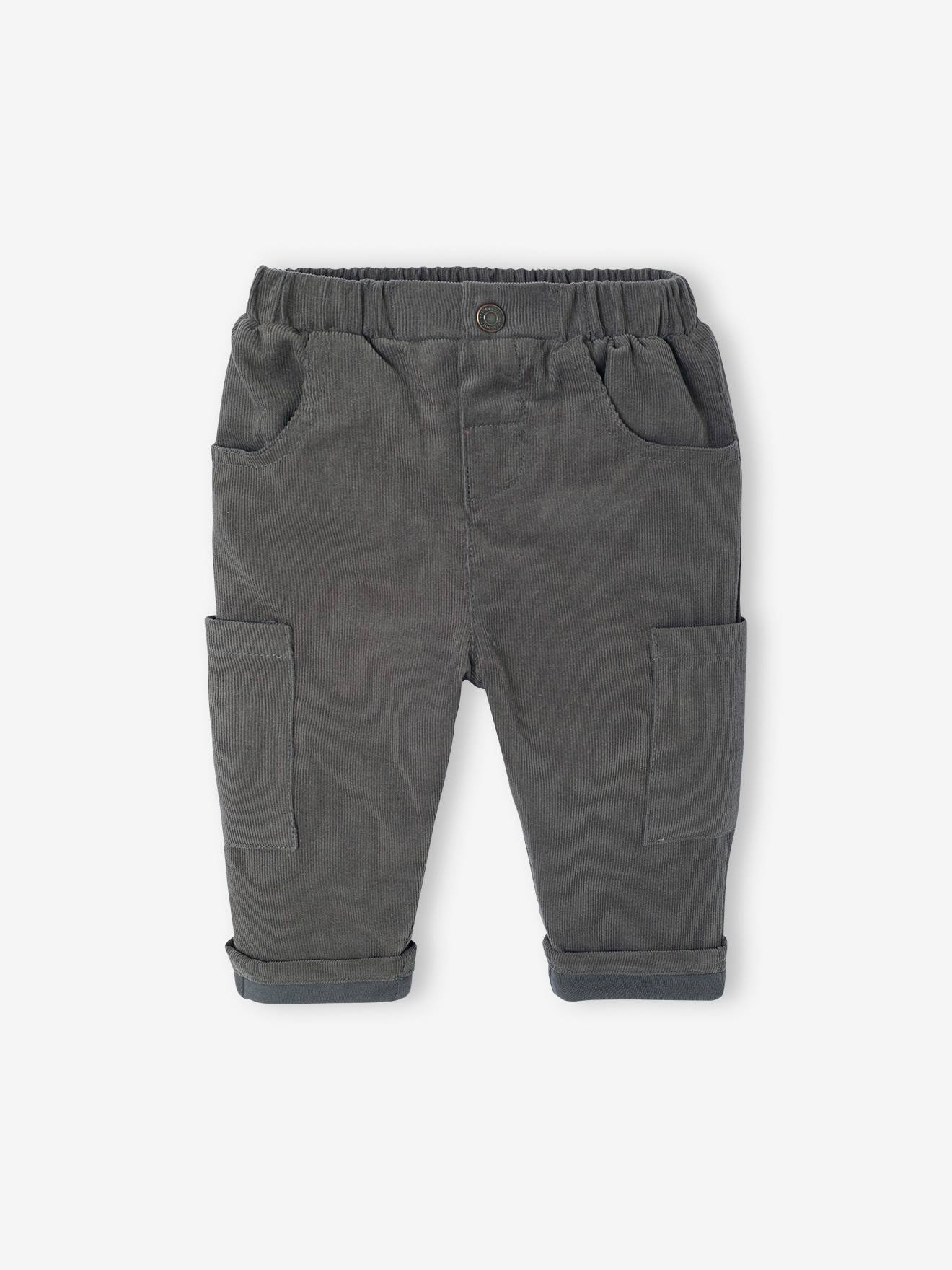 Lined Corduroy Combat Trousers for Babies anthracite