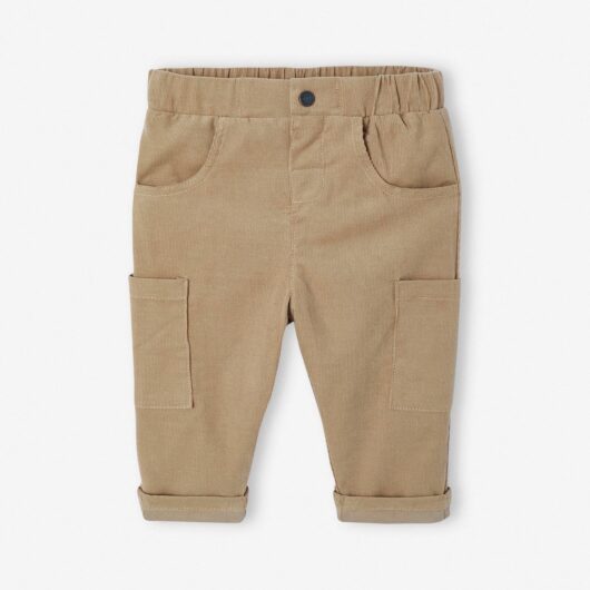 Lined Corduroy Combat Trousers for Babies khaki