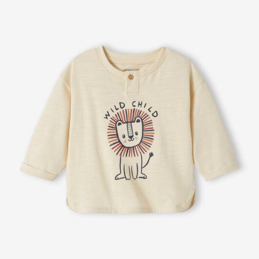 Long Sleeve "Lion" Top for Babies ecru