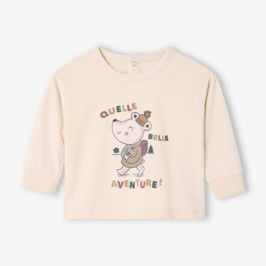 Long-sleeved t-shirt with mouse print for babies vanilla