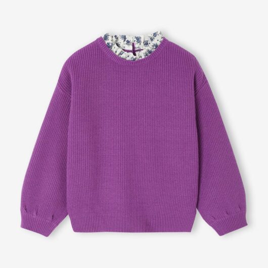Loose-Fitting Jumper with Fancy Collar for Girls violet
