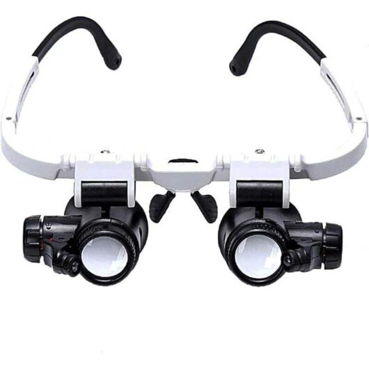Magnifying Glasses with 2 LED Lights, Binocular Magnifier Lamp for Watchmaking, Reading, Jewelry Making, Sewing, 8X-15X-23X