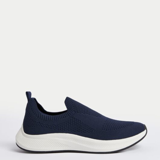 M&S Knitted Slip On Trainers Navy Mix