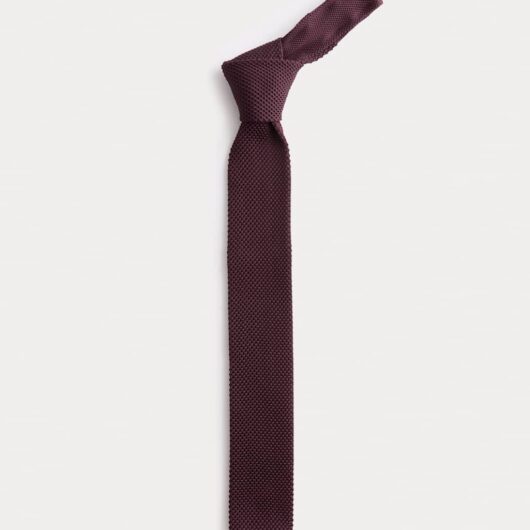 M&S Textured Knitted Tie Burgundy