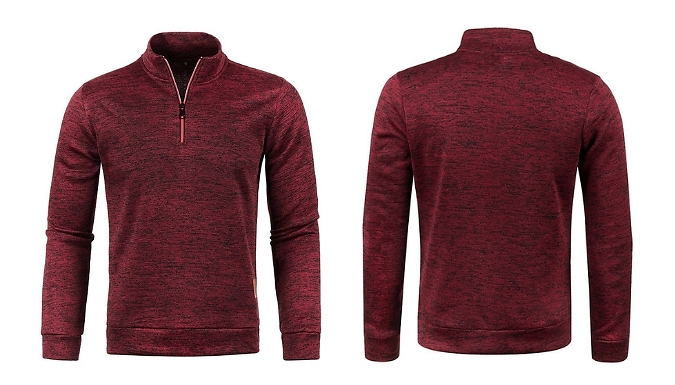 Men's Light Fleece Collar Zip Knit Sweater - 10 Colours & 8 Sizes