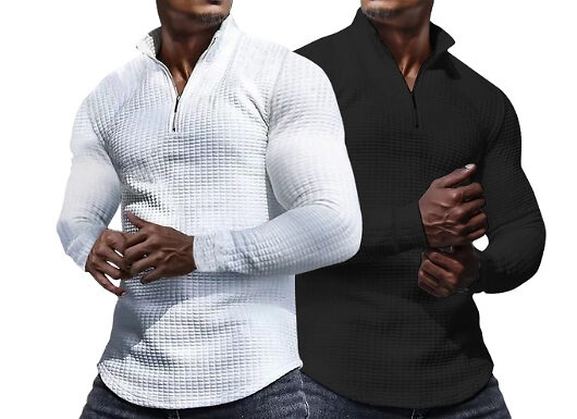 Men's Textured Quarter-Zip Sweatshirt - 7 Colours, 6 Sizes!