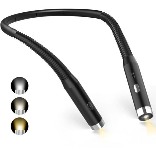 Neck Reading Light, Rechargeable Bed Reading Light, USB LED Reading Light for Travel, Knitting, Camping