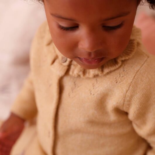 Openwork Cardigan for Babies ochre