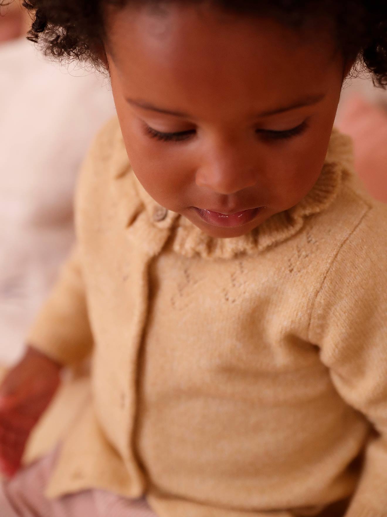 Openwork Cardigan for Babies ochre