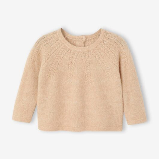 Openwork Knit Jumper for Girls marl beige