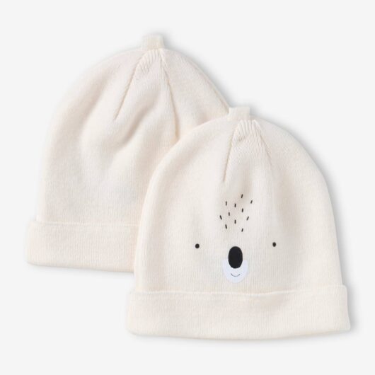 Pack of 2 Koala Beanies for Babies white