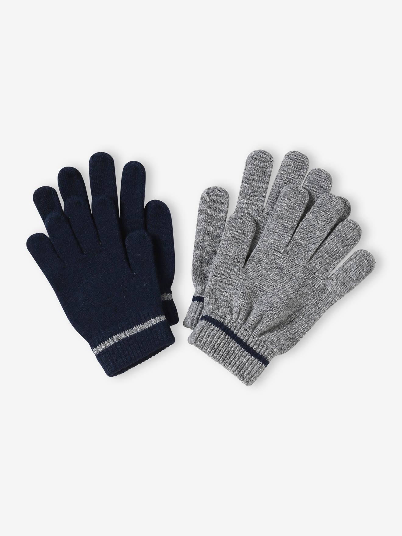 Pack of 2 Pairs of Magic Gloves, for Boys marl grey