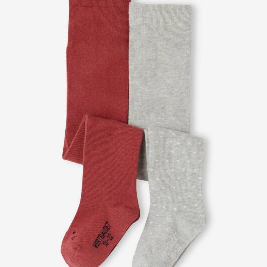 Pack of 2 Pairs of Tights for Baby Girls marl grey