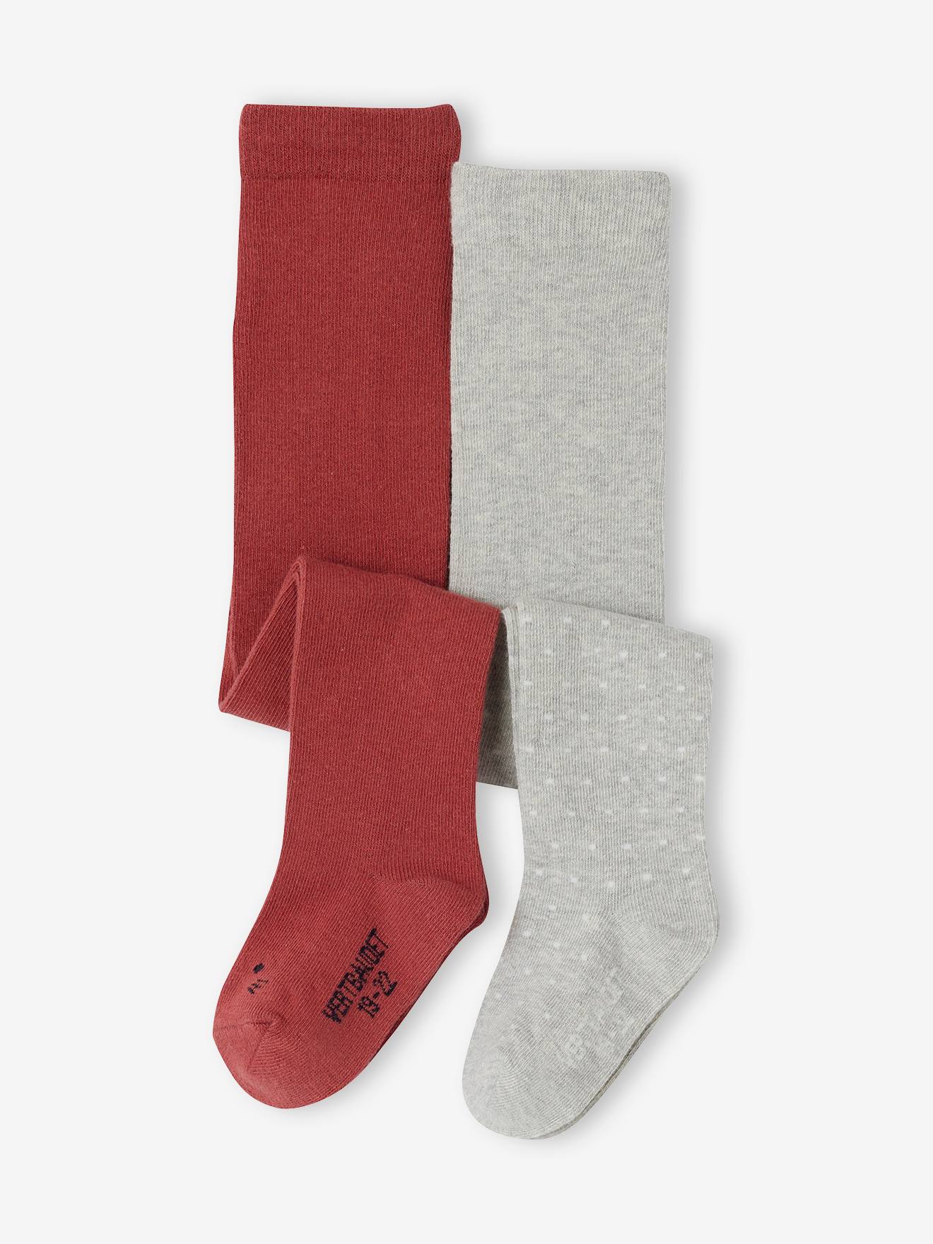 Pack of 2 Pairs of Tights for Baby Girls marl grey