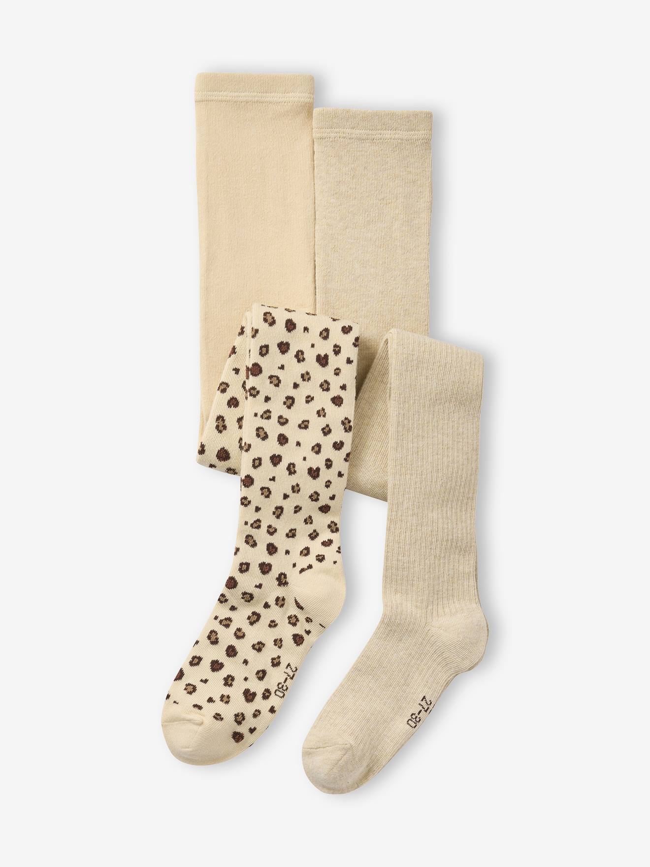 Pack of 2 Pairs of Tights for Girls golden beige