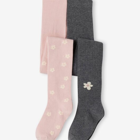 Pack of 2 Pairs of Tights for Girls rosy