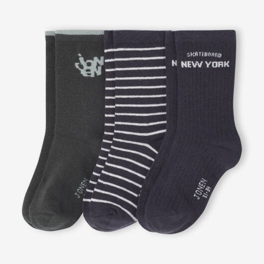 Pack of 3 Pairs of "Skate" Socks for Boys, JONEN anthracite