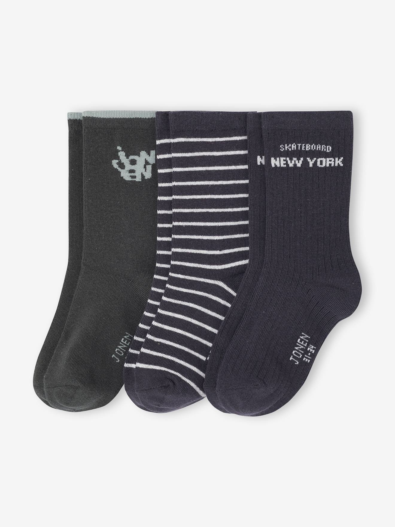 Pack of 3 Pairs of "Skate" Socks for Boys, JONEN anthracite